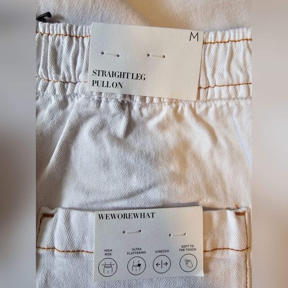 WeWoreWhat White Straight Leg Pull On Stretch Twill Denim Pants, Sizeโ Medium - Picture 7 of 15